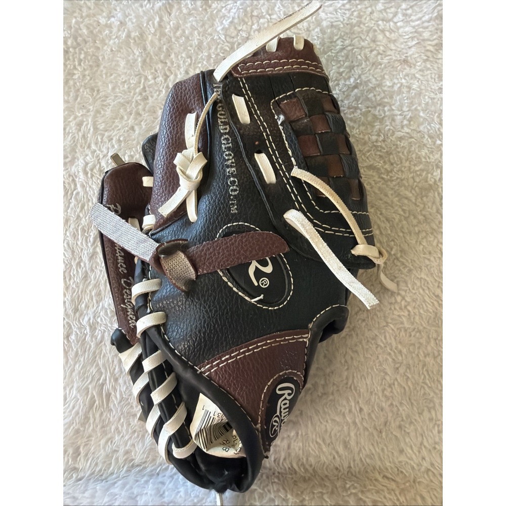 LHT Rawlings Kids 9" Baseball Glove PL90MB Black Brown (LEFT Hand Throw) T-Ball